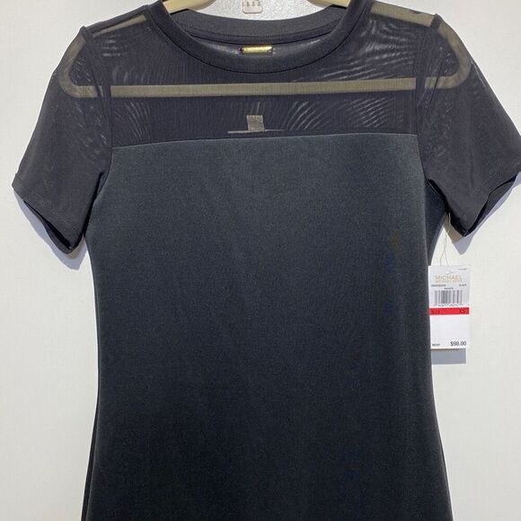 Michael Michael Kors Women's Mesh Short Sleeve Sheath Dress Black Size XS NWT - Picture 2 of 9